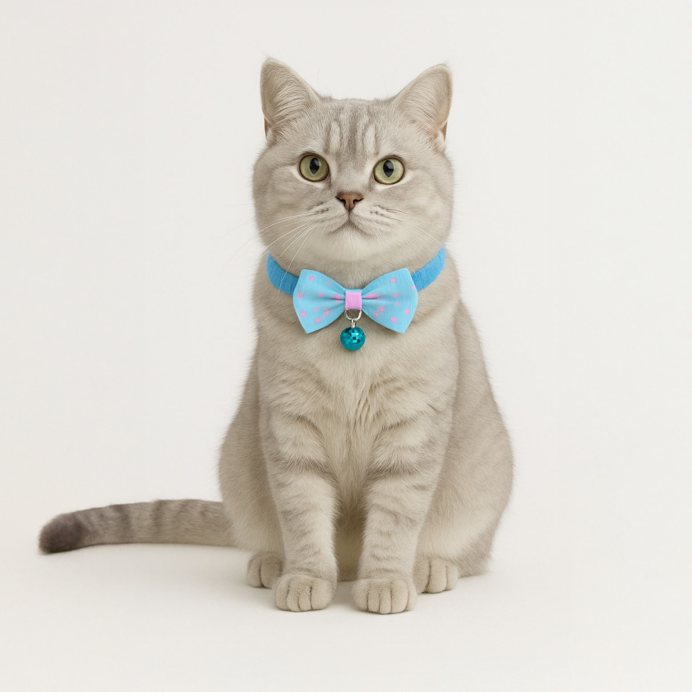 Skatrs Collar with Bow for Dogs and Cats (Blue)