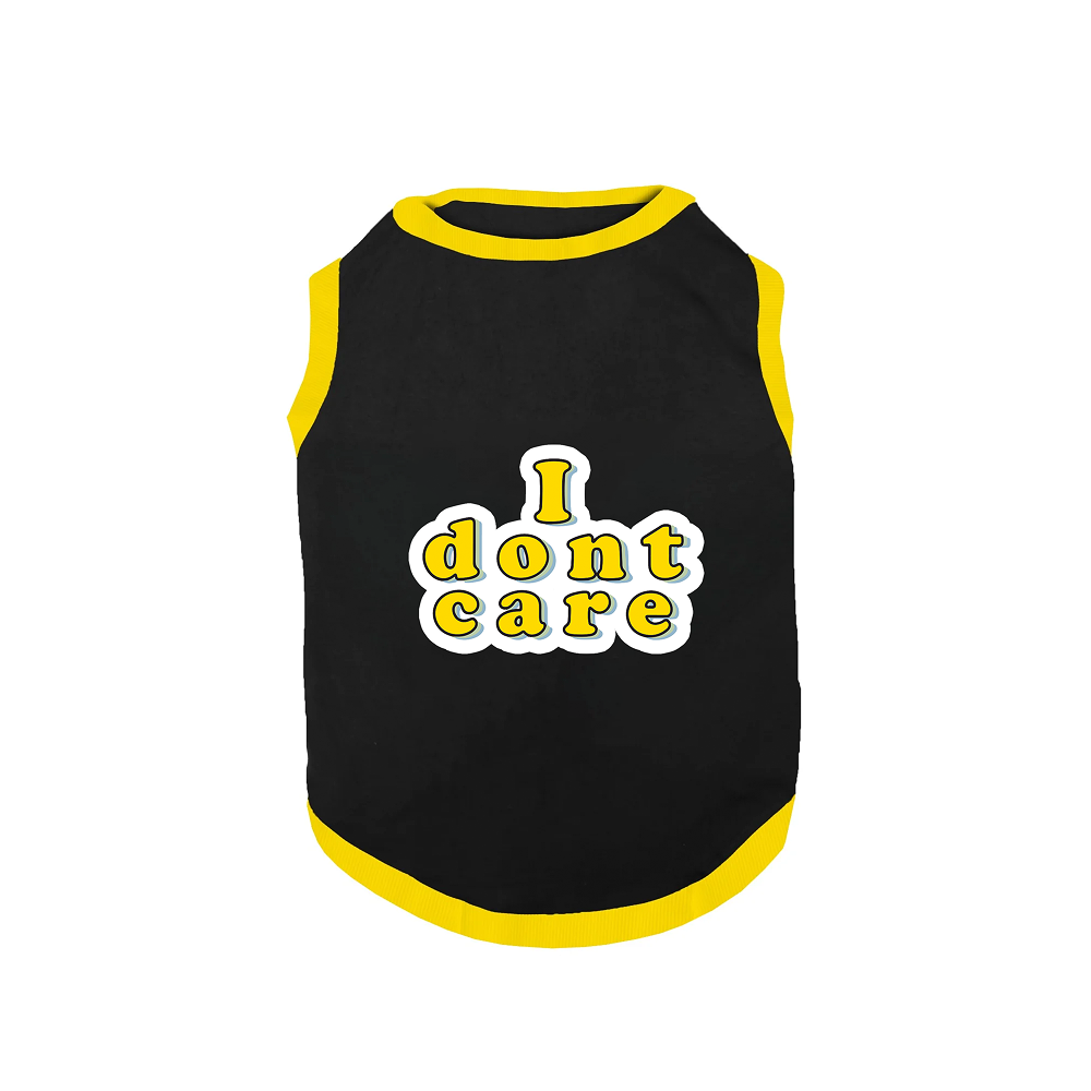 PawsIndia I Don't Care Printed with Ribbed Sleeves TShirt for Cats (Black)