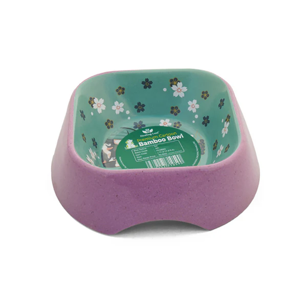 Healing Leaf Eco Friendly Bamboo Bowl for Dogs and Cats (Purple)