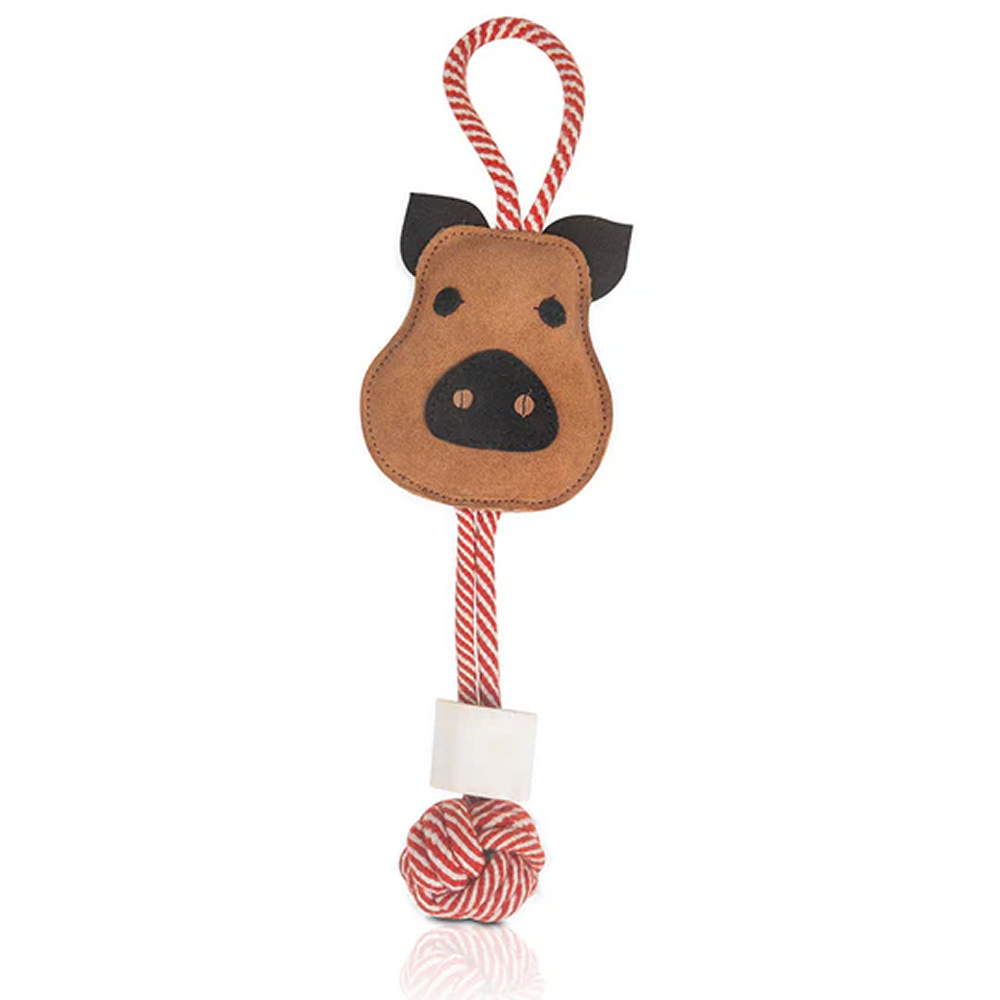 Pawpourri Pig Shaped Rope Toy for Dogs (Brown)