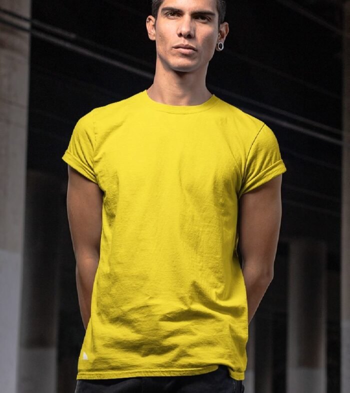 Solid Men Half Sleeve T-Shirt - Pineapple Yellow