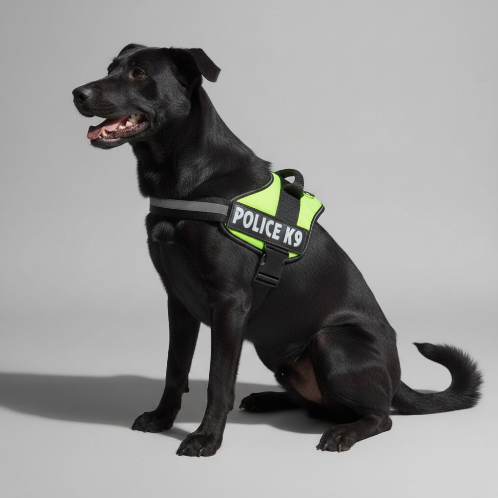 Skatrs Police K9 Harness for Dogs (Neon Green)