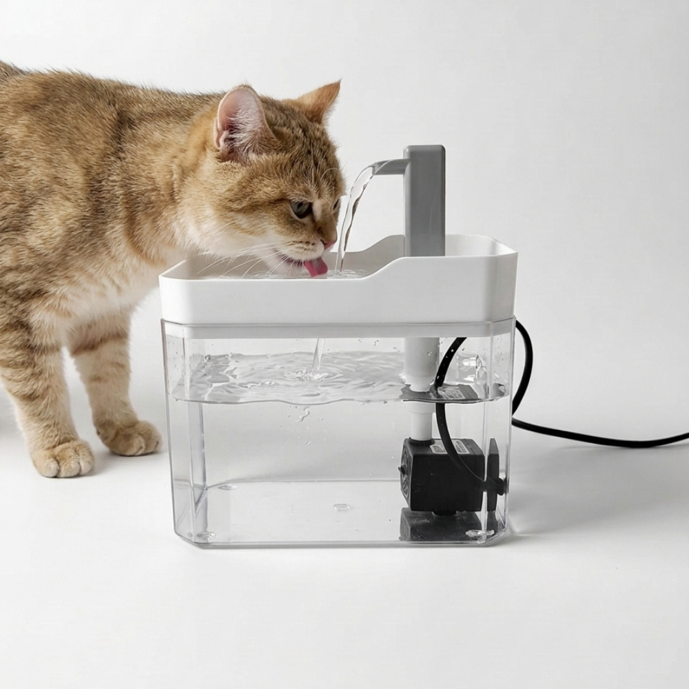 Skatrs Transparent Water Fountain for Dogs and Cats