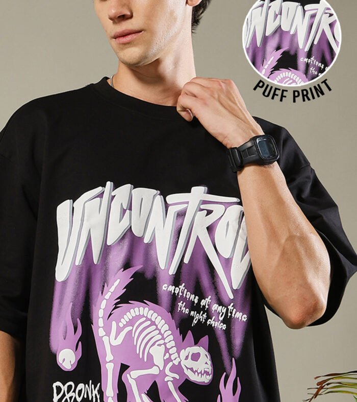 Uncontrol Puff Printed Men Oversized Terry T-shirt