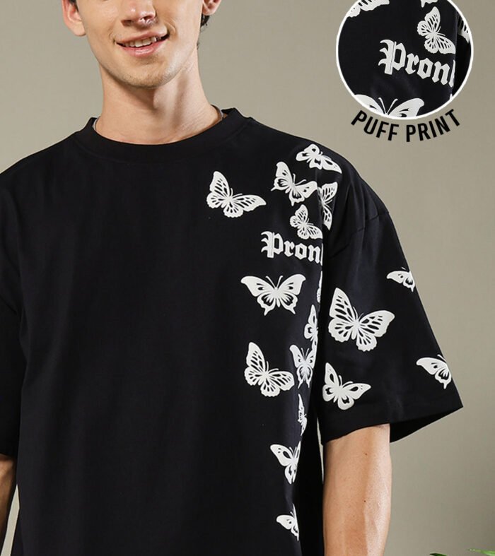 Butterfly Puff Printed Men Oversized T-shirt