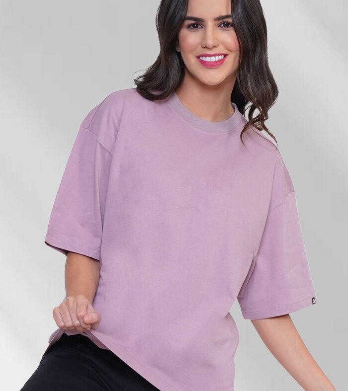 Solid Women Oversized T-Shirt - Lilac