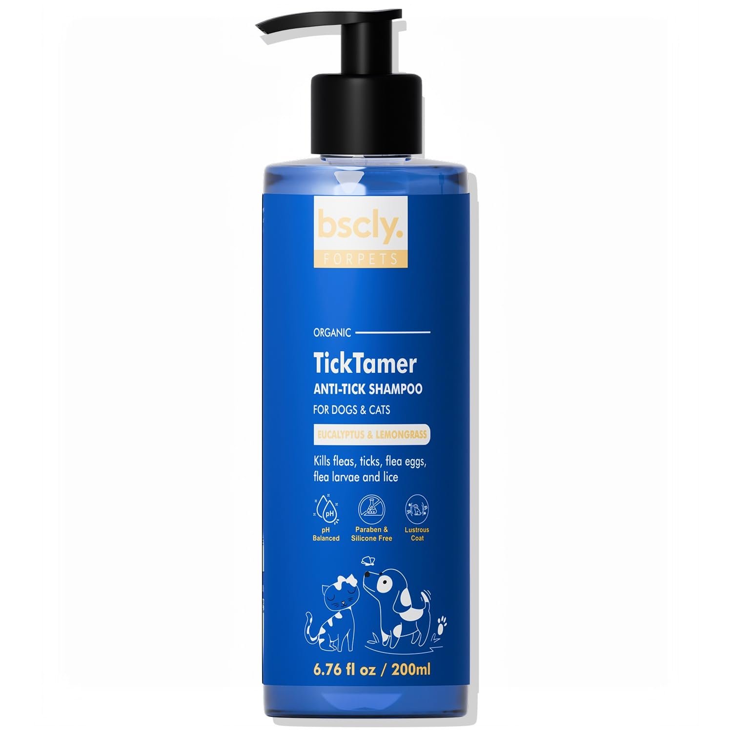 Bscly TickTamer Eucalyptus & Lemongrass Anti Tick Shampoo for Cats & Dogs