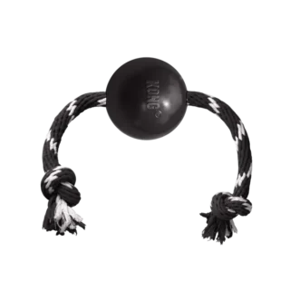 Kong Extreme Ball with Rope Toy for Dogs (Black)