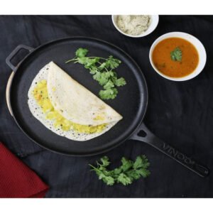 Vinod Legacy Pre-Seasoned Cast Iron Dosa Tawa, 28 cm, Induction Friendly,Black, 1 Piece