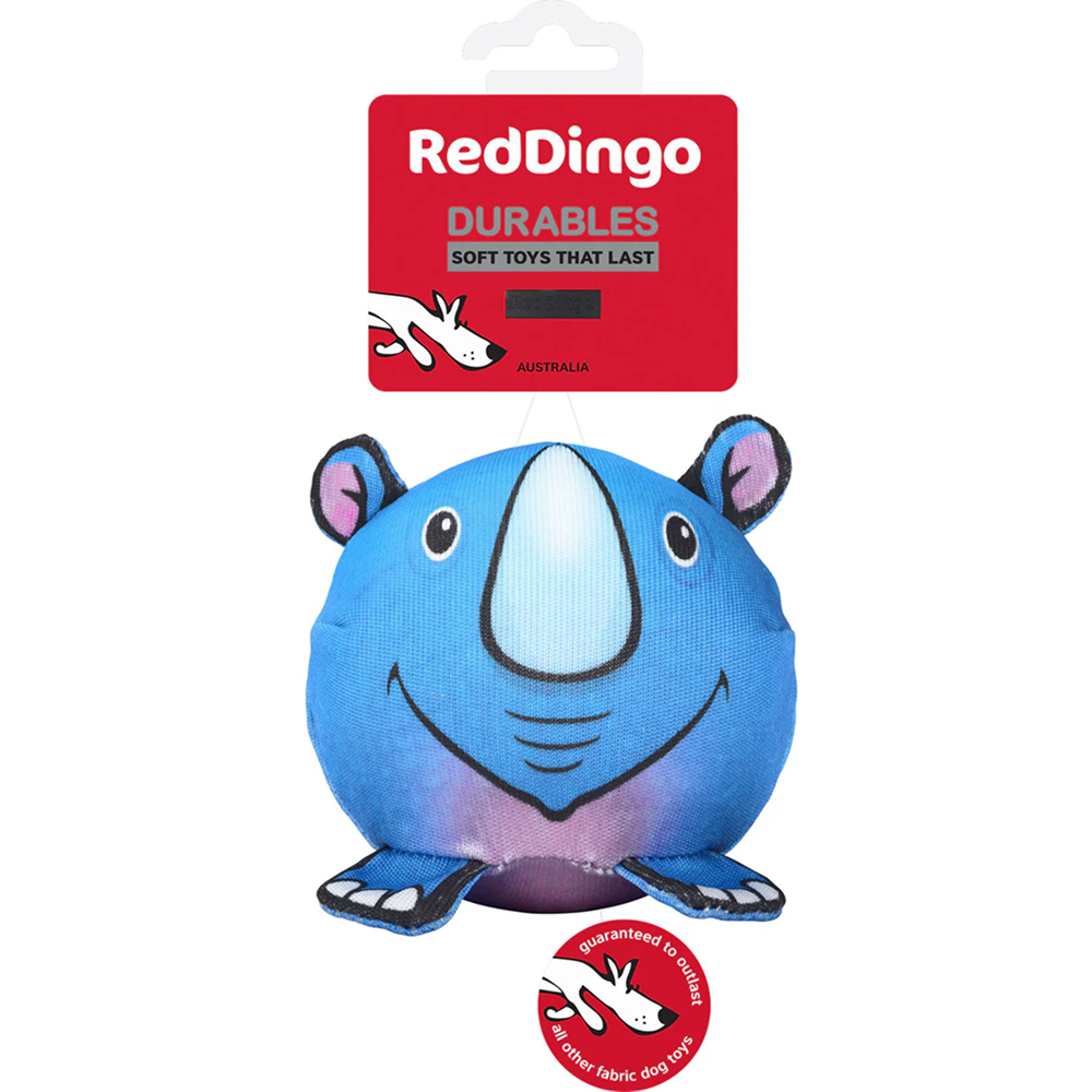 Red Dingo Durables Rhino Ball Toy For Dogs (Blue)