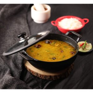 Vinod Legacy Pre-Seasoned Cast Iron Kadai, 22 cm, Induction Friendly, Black, 1 Piece 2.4 Ltr.