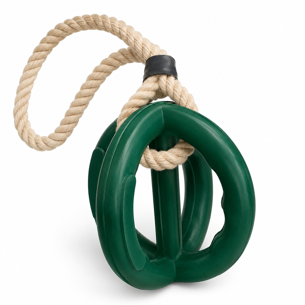 Talking Dog Club Sturdy Dual Grip Oval Chew & Rope Toy for Dogs (Green)