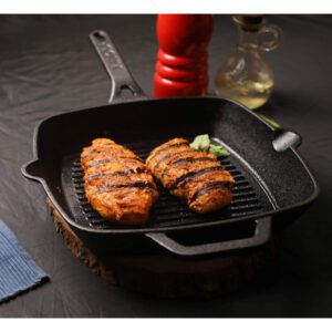 Vinod Legacy Pre-Seasoned Cast Iron Fry pan Grill Pan, 24 cm,Induction Friendly,Black, 1 Piece