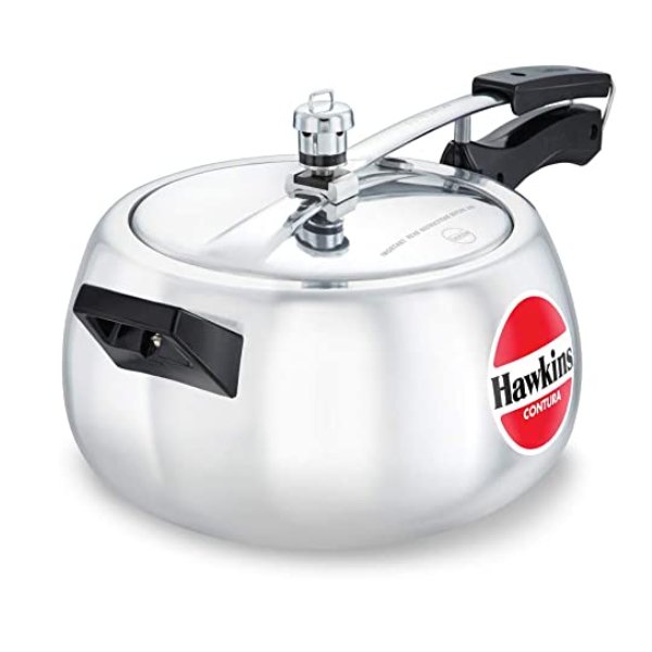 HAWKINS HC50 CONTURA 5 LTR  ALUMINIUM PRESSURE COOKER , 5 year warrenty