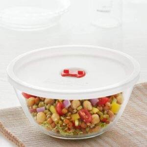 Borosil Glass Mixing Bowl with Lid, Microwave Save ,Transparent