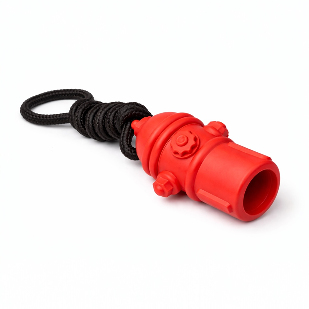 Talking Dog Club Sturdy Fire Hydrant Rubber & Rope Toy for Dogs (Red)
