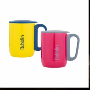 DUBBLIN Polo Set Stainless Steel Unbreakable Tea Coffee Mug Double Wall Insulated with Handle and Lid, Wide Mouth Mug Keeps Beverages Hot & Cold; 2…