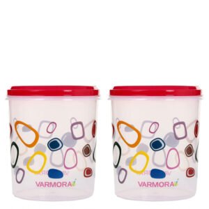 Varmora Round Plastic Glory Container 15 Litre Printed Raspberry Pink/blue (Pack of 4)