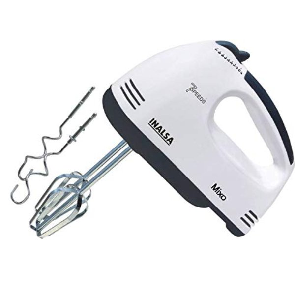 Inalsa MIXO 250-Watt Hand Mixer with 7 Speed (White/Black) 2 YEAR WARRENTY