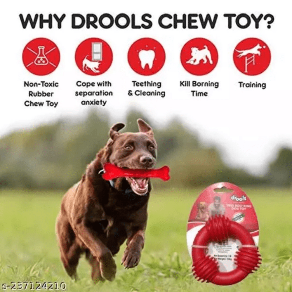 Drools Non Toxic Rubber Trio Bolt Ring Toy for Dogs - Image 2