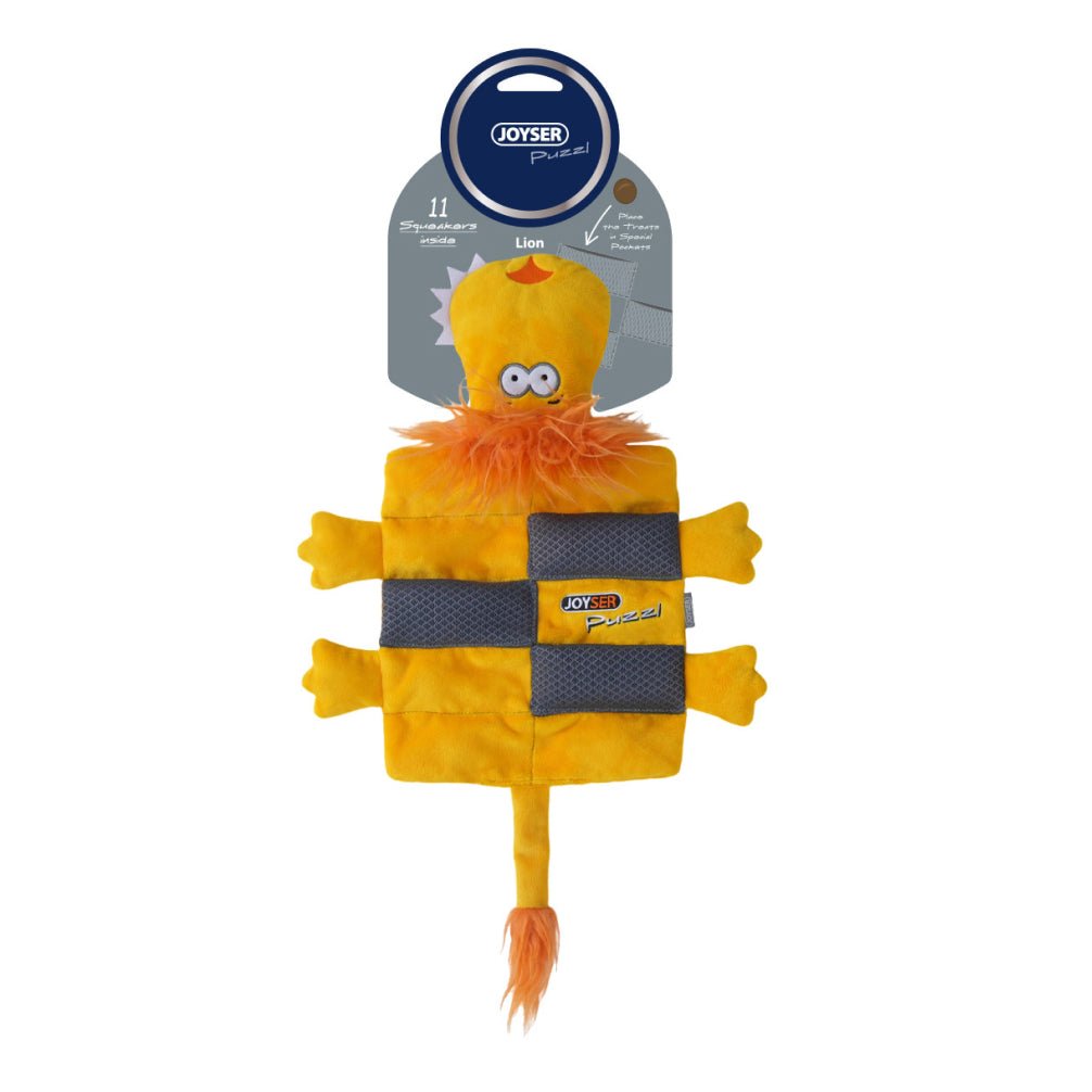 Joyser Puzzl Lion with 12 Squeakers for Dogs (Yellow) - Image 2