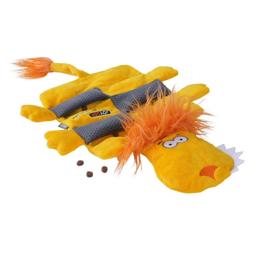 Joyser Puzzl Lion with 12 Squeakers for Dogs (Yellow) - Image 3