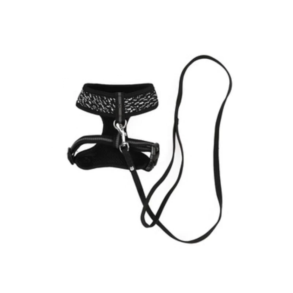 M Pets Letsgo Harness & Leash for Cats (Black & White) - Image 2